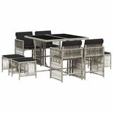 vidaXL 9-delige Tuinset met Kussens Poly Rattan Lichtgrijs