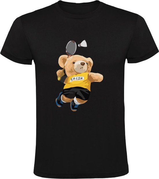 Sol's Badminton Beertje Heren T-shirt Zwart - Katoen - Maat S