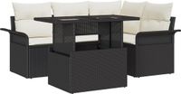vidaXL Tuinbank Set 5-st Zwart Poly Rattan