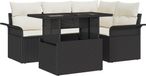 vidaXL Tuinbank Set 5-st Zwart Poly Rattan