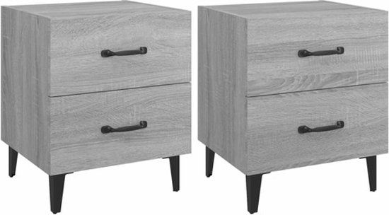 vidaXL Nachtkastjes 2 stuks grijs sonoma eikenkleurig 40x35x47,5 cm