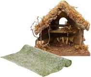 Edelman Bv Crèche vide - L30 x l18 x H26 cm - incl. sol/fond en herbe - enneigé