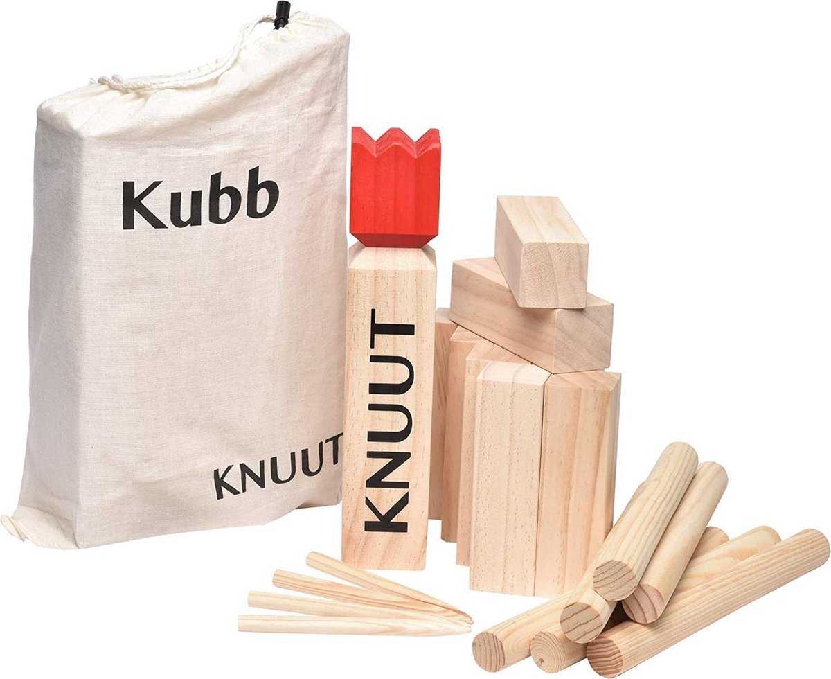 Toyfel XXL Kubb Spel Knuut – Werpspel Buitenspel Houten Spel voor Kinderen en Volwassenen – Buitenspelen Zweeds Kubb– FSC® Gecertificeerd Beukenhout