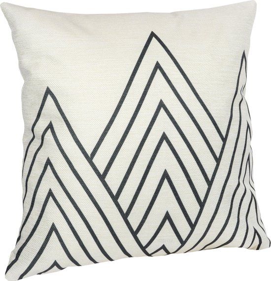 QUVIO Kussensloop met driehoek patroon - 45 x 45 cm - Beige en zwart