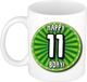 Bellatio Decorations Verjaardag cadeau mok 11 jaar - groen - wiel - 300 ml - keramiek