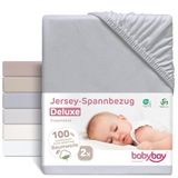 babybay Jersey hoeslaken Deluxe dubbelpak geschikt model, origineel grijs