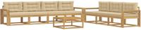 vidaXL Bank loungeset 7 zitplaatsen Wit en Beige