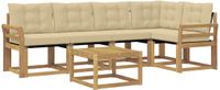 vidaXL - Hoek loungeset - 5 zitplekken - Acacia hout - Wit en Beige