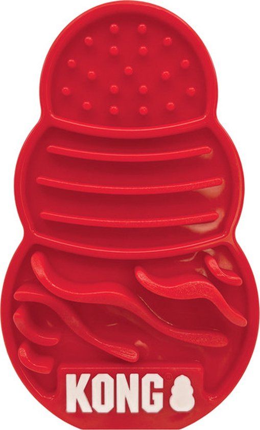 KONG Likmat - Anti schrok voerbak - Vaatwasserbestendig - Multifunctioneel - Voor Honden en Katten - Gebitsverzorging - Rood