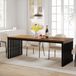 Table de salle à manger industrielle - Table de cuisine rectangulaire 180x60 cm - Convient pour 4-6 personnes - Plateau en bois avec cadre en métal - Design scandinave - Marron noir