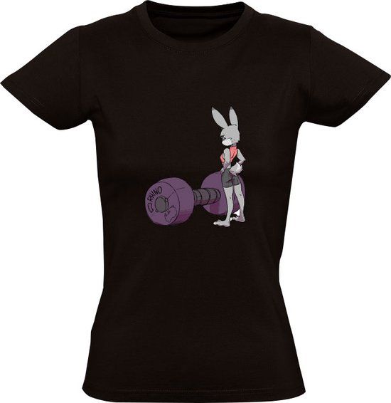 Sol's Konijn en gewichtheffen Dames T-shirt Zwart - 3XL