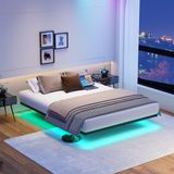 MODFU Zwevend Bedframe 120x200 cm – Zwart – Metaal – Met LED & laadstation