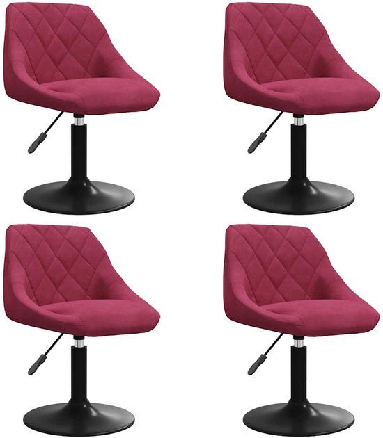 vidaXL Eetkamerstoelen draaibaar 4 stuks fluweel wijnrood