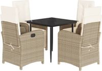 vidaXL 5-delige tuinset met kussens, beige, polyrotan