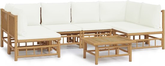 vidaXL 7-delige Loungeset met kussens bamboe crèmewit