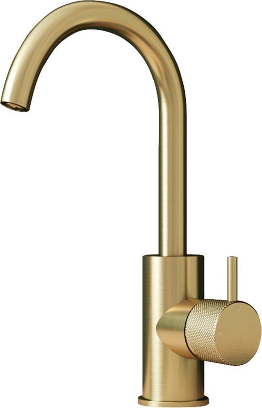 Hotbath Cobber X Wastafelmengkraan Geborsteld Messing PVD - 27.8 cm