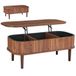 VEVOR table basse réglable en hauteur 1000x480x405-545 mm, table de salon avec rangement, table basse extensible style mid-century, fabriquée en MDF, table avec plateau relevable pour la maison et le bureau, couleur noyer