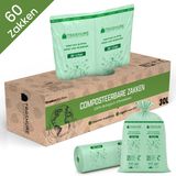 Trashure Biozakken 30 Liter - 60 Stuks - Composteerbare GFT Afvalzakken – 72 × 54 cm - EN13432 - Dispenserverpakking