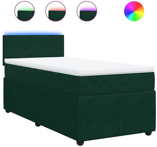vidaXL Boxspring met matras fluweel donkergroen 100x200 cm