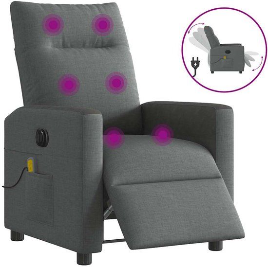 vidaXL Massagestoel elektrisch verstelbaar stof donkergrijs