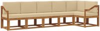 vidaXL - Hoek loungeset - 6 zitplekken - Natuurlijk en beige - Acacia hout