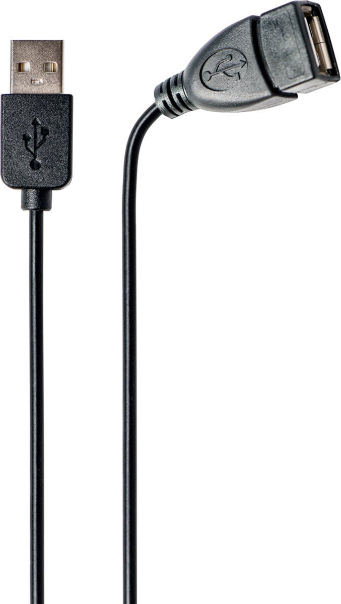 Azuri USB-A verlengkabel - 2.5m - zwart