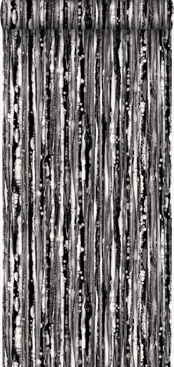 Origin Wallcoverings behang strepen zwart wit - 347220 - 53 cm x 10,05 m
