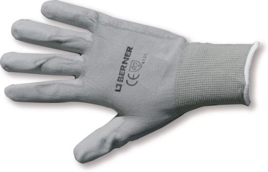 Berner Handschoen B-grip Polyurethaan Wit Maat 9 / L