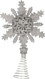 Merkloos / Sans marque Koopman International Kerstboom piek - sneeuwvlok - kunststof - zilver glitter - 20 cm