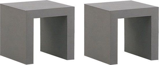 Beliani TARANTO - Bistrostoel set van 2 - Grijs - Beton