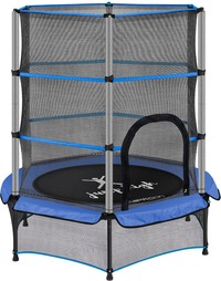 Uniprodo Kindertrampoline - met veiligheidsnet - 140 cm - 50 kg - blauw