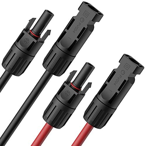 Stouchi Solarkabelverlenging 2 m 6 mm2 Solar verlengkabel met MC4 zonne-stekker bus en stekker zonnepaneel PV kabel voor zonnepaneel IP67 waterdichte stekker nominale spanning 1500 V (rood + zwart)