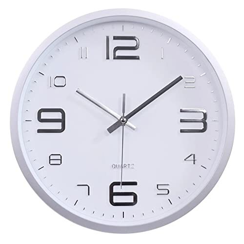 LW collection Keukenklok Xenn2 zilver wit 30cm - wandklok stil uurwerk
