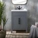 Hudson Reed Meuble de salle de bain rétro - 60 cm - Plan vasque simple - Gris clair - 1 trou - Poignée vintage noire