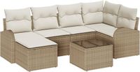 vidaXL - Tuinbank - Set - 7 - st - Beige - poly - rattan