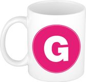 Bellatio Decorations Shoppartners Bv Koffie mok met de letter G - beker - roze - 300 ml
