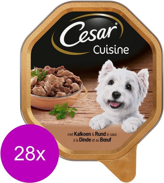 Cesar Alu Cuisine 150 g - Hondenvoer - 28 x Kalkoen&Rund