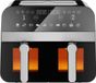 Comfy Nest Dubbele Airfryer XXL - CN-AFD45WB - 2400W - Duo Airfryer met venster - 9L - Zwart/Zilver