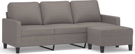 vidaXL Driezitsbank met voetenbank 180 cm stof taupe