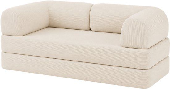 Bananair - 2-zits Bank - Modulaire slaapbank - Bedbank - Ribfluweel - Wit