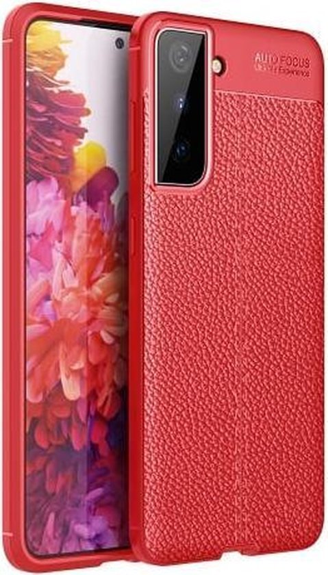 Voor Samsung Galaxy S21 + 5G Litchi Texture TPU schokbestendig hoesje (rood)
