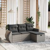 Maison Exclusive - Ensemble de meubles de jardin 4 pièces avec banc et coussins, gris, en polyrotin