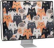 kwmobile stoffen beschermhoes voor monitor - Katten design - oranje/zwart/wit
