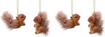 Bellatio Decorations Decoris Kersthangers eekhoorns - 4x st - bruin - 6 cm - polyester - kerstboomversiering - ornamenten