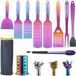 Outil de barbecue sans marque - Ensemble d'outils de barbecue - Acier inoxydable - 10 pièces - Arc-en-ciel