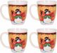 Merkloos / Sans marque G. Wurm Kerstmok sneeuwpop met hoed - Set van 4x stuks - keramiek - 300 ml