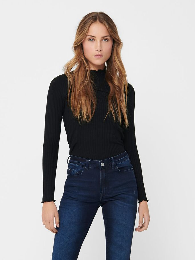 ONLY Top Lange mouwen Katoen Viscose Zwart L