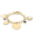 Tommy Hilfiger goudkleurige bedelarmband met hartjes voor dames | HEART CHARMS-collectie, SKU: 2781066