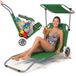 Fauteuil de plage pliable avec dossier réglable et auvent, adapté à une utilisation sur la plage ou dans le jardin, avec une capacité de charge allant jusqu'à 120 kg, de couleur verte
