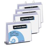 TUKA-i-AKUT [4x] A5 Tafel Flipover van Acryl met Voet, 12 PVC Transparante Hoezen voor Dubbelzijdige Display, Liggend Presentatie Teken Poster Houder Counter Weergave Flipchart, TKD8210-A5-4x